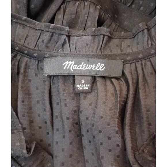 Madewell Shirt Women Small Polka Dot Ruffled V-Neck Coquette Soft Goth Lolita - Picture 2 of 9